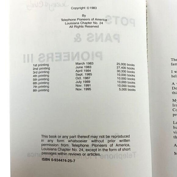 Pots Pans and Pioneers III Vintage Community Cookbook 1983 Louisiana Recipes - Picture 4 of 11